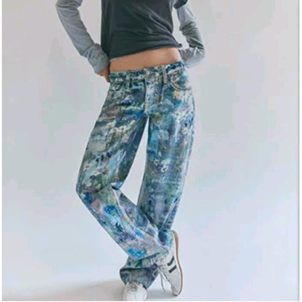 Free People Tennessee Low Rise Boyfriend Jeans Floral Canvas Size 26 NWT